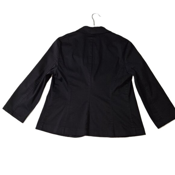 Vintage Cotton Sateen Womens Blazer Jacket Sz L Single Breasted Cropped Casual - Picture 2 of 3